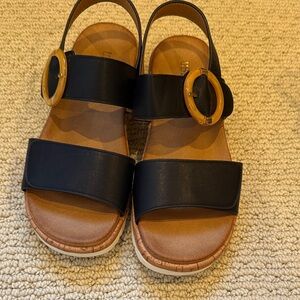 Elegant Black and Tan Women's Sandals